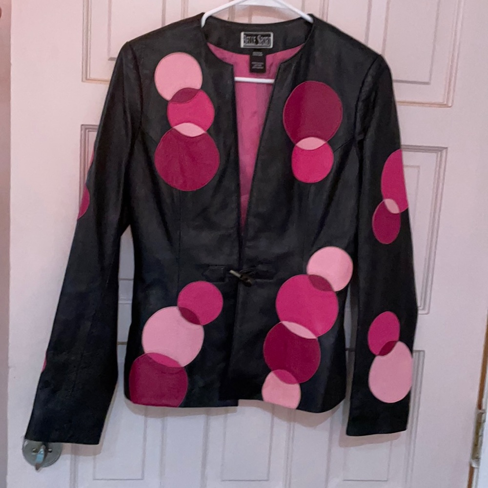 Belle Sport Genuine leather polkadot jacket